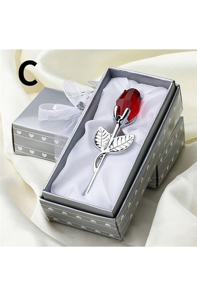 Choice C 6 Colors Crystal Glass Rose Flower Figurines Craft Valentine's Day Favors X'mas Lovers' Gift Souv.