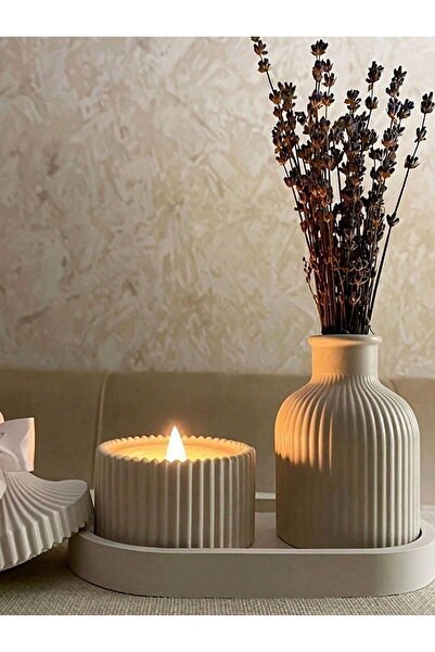 BY DÜKKAN Set de 4 vaze cu lumânări în farfurie decorativă