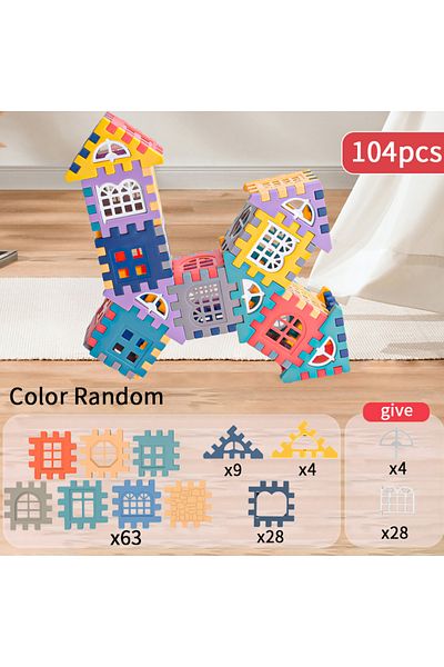 Choice 104 قطعة من مكعبات بناء المنازل الكبيرة الحجم بتصميم محاكاة النافذة، بناء رياض الأطفال، الإبداع