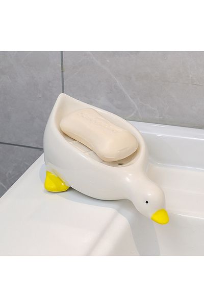 Choice White Soap Tray Self-draining Soap Rack Cute Duck-shaped Creative Rack For Shower Bathroom Kitchen T