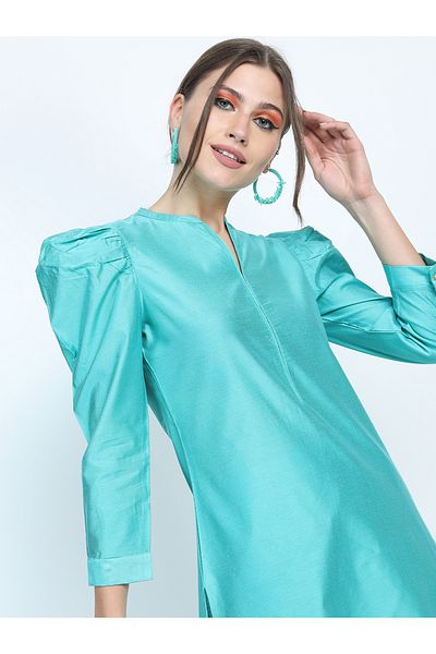 Vishudh By Styli Side Slit Detail Puff Sleeves Kurta & Trousers Set