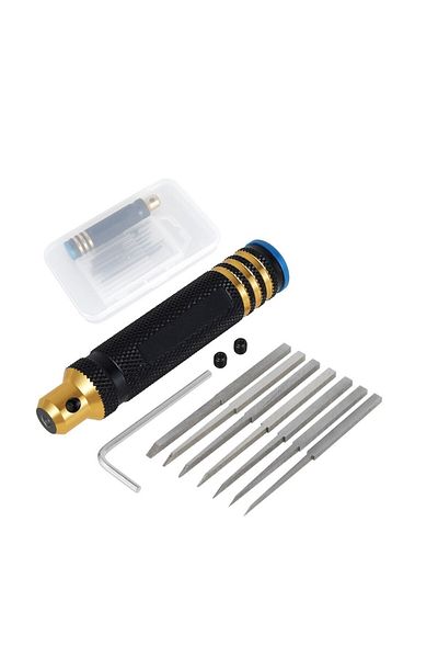 DIZAINLIFE 1set Model Panel Line Scriber Resin Carved Scribe Line Hobby Cutting Tool Model Chisel With 7 Blades
