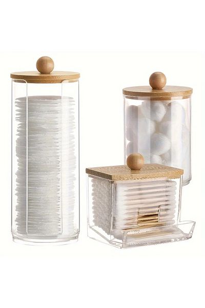 Choice 3pcs Cotton Swab Holder Bathroom Dispenser Storage Cotton Ball, Cotton Swab, Cotton Round Pads, F...