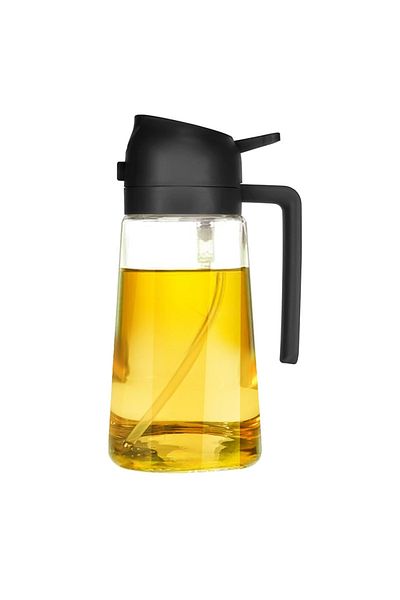 Choice Black 2in1 Glass Spray Oil Sprayer Bottle Spray Oil Dispenser Oil Jar Cruet Bbq Kitchen Baking Roast