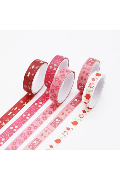 Choice Retro Red 5 Pcs Kawaii Washi Tapes Set Scrapbooking Stickers Supplies Japanese Cute Korean Stationer