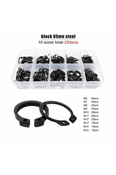 Choice مجموعة أدوات تثبيت خارجية من النوع C من الفولاذ الأسود 65mn، 250 قطعة/صندوق، مزيج من M6 إلى M15 لعمود B