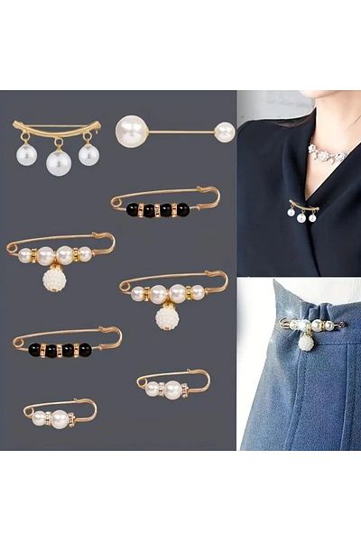 Choice Kj002 Ainameisi - Women's Metal Leak Proof Brooch Korean Fashion 8-piece Set Flip Clothing Corset Br
