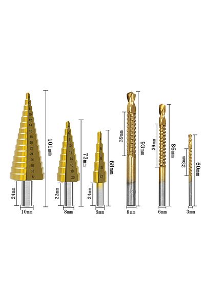 Choice 4-12/4-20/4-32mm triangular handle straight groove ladder drill 3/6/8 saw drill 6pc hole punching...