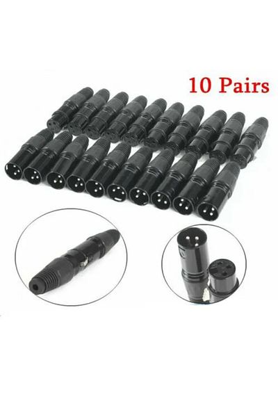 Choice 10 Pairs Xlr Dmx 3 Pin Microphone Audio Cables Plug Connectors Male Female Mic Snake Plug Cable C...