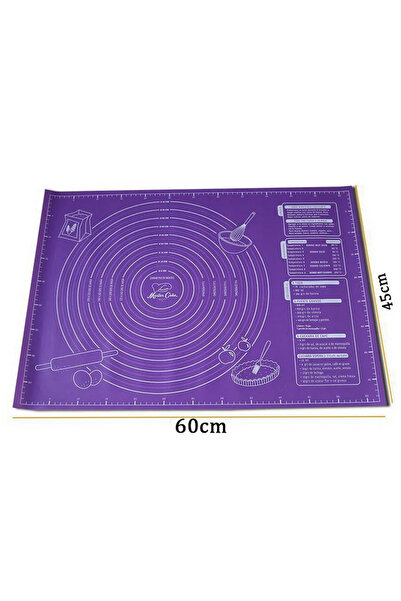 Choice حصيرة خبز سيليكون أرجوانية مقاس 60 × 45 سم 60/50/40 سم، حصيرة عجن العج...