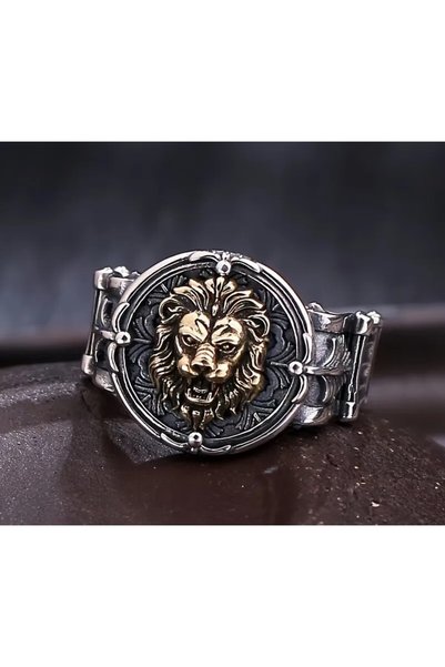 3AS Lion Figured Steel Ring - Adjustable to Your Finger