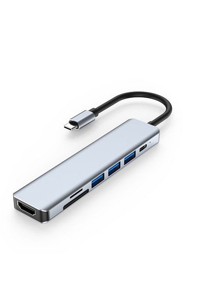 Choice Silver 7 In 1 Type C Usb Hub Seven In One Type C 4k 30hz Usb Splitter Supports All Type C Channel Co