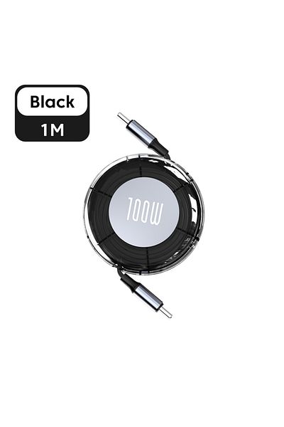 Choice Black 1m Retractable PD 100W Cable USB Type C to Type C Fast Charging USB C to USB C Cable for iphon