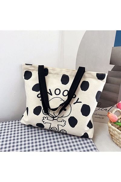 Choice Snoopy Canvas Bag Women High Capacity Bag Fashion Cartoon Snoopy Handbag Versatile One Shoulder Tote