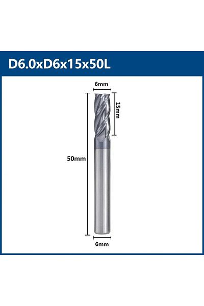 Choice D6.0x15xd6x50l Xcan 1-12mm Milling Cutter 4 Flutes Hrc50 Carbide End Mill Square Router Bit Tialn Co