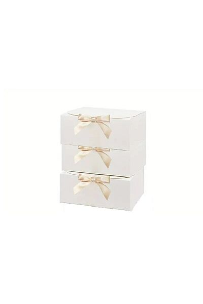 Choice White 27x20x8cm 3pcs Large White All-in-one Gift Cardboard Box With Bow Ribbon Perfect For Party Wed