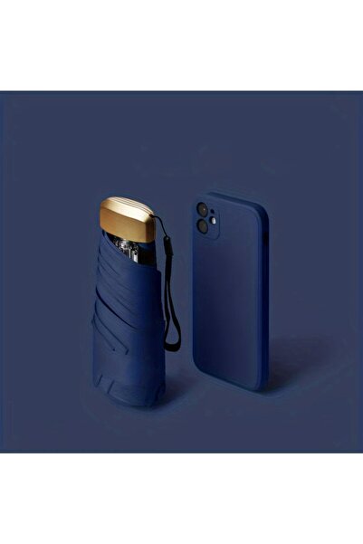 Choice مظلة شمسية صغيرة زرقاء داكنة اللون للاستخدام الخارجي مع حماية من الأشعة فوق البنفسجية وخفيفة الوزن وقابلة للطي وخمسة طيات