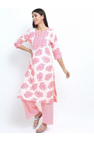 Vishudh By Styli Paisley Print Kurta & Palazzos Set