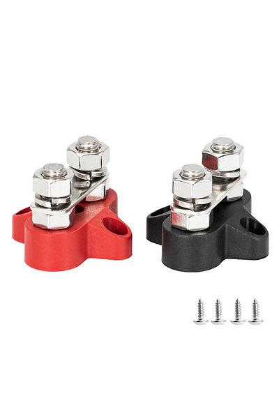 Daiertek Black And Red 5/16" Terminal Block Studs M8 48v Junction Block Bus Bar Insulated Dual Power