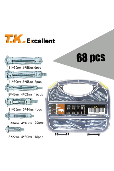 Choice مجموعة من 68 قطعة من ألواح الجبس المعدنية المتينة المطلية بالزنك، مثبتات تجويف الجدار، مجموعة المراسي والمقابس المجوفة