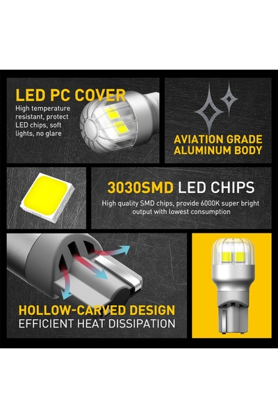 Choice T15 AUXITO 2 قطعة T15 LED مصباح ضوء W16W LED Canbus لا يوجد خطأ 12 فولت 3030 SMD 912 921 لمبة النسخ الاحتياطي للسيارة