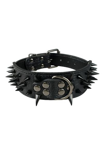 Choice 2" Wide Sharp Spiked Studded Leather Dog Collars Pitbull Bulldog Big Dog Collar Adjustable For Me...