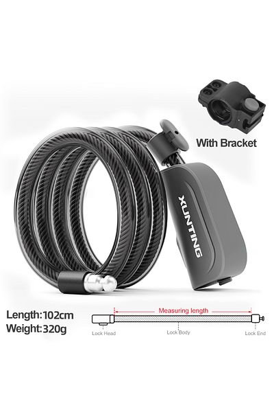 Choice 102cm Xunting Bike Cable Lock Coiled Secure Keys Bicycle Lock With Mounting Bracket Anti-theft Castl