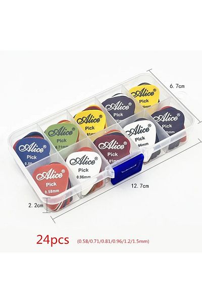 Choice 24pcs Multicolor Abs Premium Plastic Bass Ukulele Acoustic Electric Guitar Picks 0.58 0.71 0.81 0.96