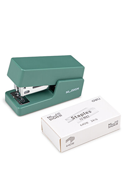 Deli مجموعة دباسة صغيرة من KHINSUN باللون الأخضر، آلة تجليد ورق ملونة محمولة تستخدم دباسة 24/6 و26/6 من Fashio