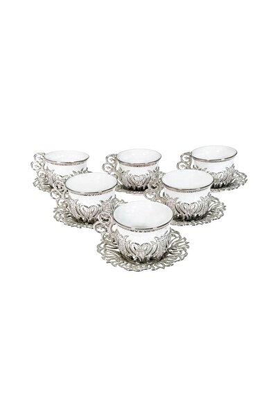 KT HOME Türk Kahvesi Sunum Seti Metal Kahve Fincan Takımı Arap Kahve Fincanı 6 Lı