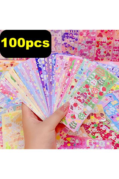 Choice 100pcs Kawaii Stickers For Kids Cute Stationary Aesthetic Diary Decoration Art Supplies Stickers For