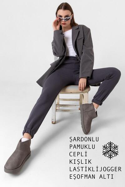 Domoda Βαμβακερό γυναικείο φούτερ με 3 κλωστές, ελαστικές τσέπες στα πόδια