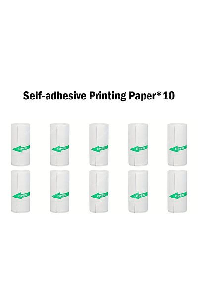 Maerknon Self-adhesive Paper 10 Roll Mini Printer Paper Self-adhesive Paper White Thermal Paper Printer Label