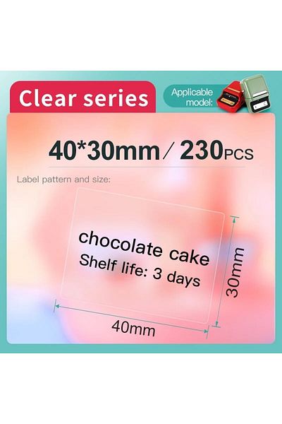 NiiMbot T4030 Transparent Self-adhesive Label Paper For Mini Portable Thermal Printer Round Sticker