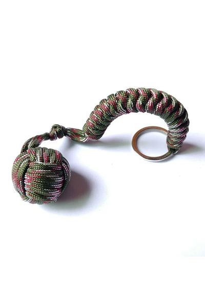 Choice Camouflage Outdoor Self-defense Umbrella Rope,monkey Fist Steel Ball, Paracord Survival Key Chain, O