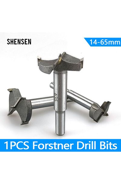 SHENSEN 1Pcs 14-65mm Forstner Drill Bits Self Centering Hole Saw Cutter Carbon Steel Tungsten Carbide Woo...