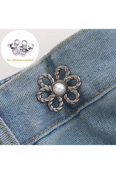 Choice 2 Pairs Gunmetal Black 2pairs Waist Metal Flower Adjustable Tighten Invisibility Decoration Couple B