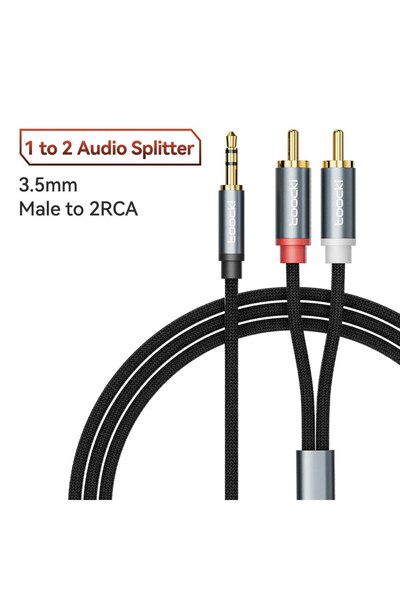 choice2 0.5M RCA Grey Toocki RCA Cable HiFi 2RCA To 3.5 Jack Audio Cable AUX 3.5mm Male Splitter For TV PC A