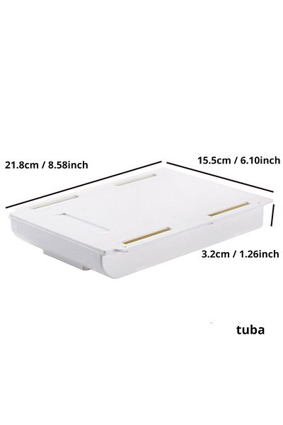 Choice 1pc L 1pc White Selfadhesive Storage Drawer Box Makeup Pencil Tray Desk Hidden Under Desk Stand Self