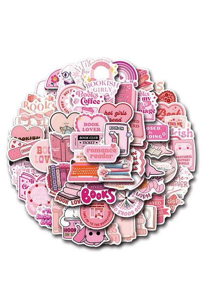 Choice X430-60pcs 60pcs/set New Pink Bookish Reading Stickers Kids Diy Laptop Phone Case Water Cup Diary gr