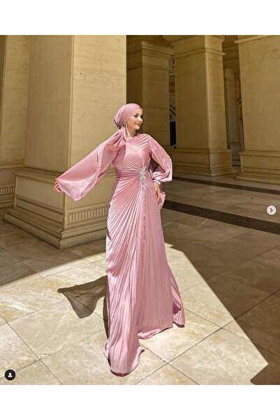 Hennin Beli Taşlı Pilise Tesettür Abiye