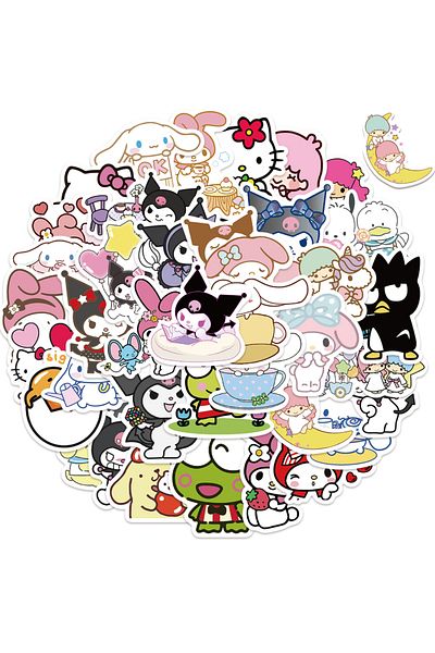 Choice Gt200 50pcs Blend Sanrio Sticker Pack Waterproof Laptop Skin Sanrio Anime Stickers Cute Phone Case K