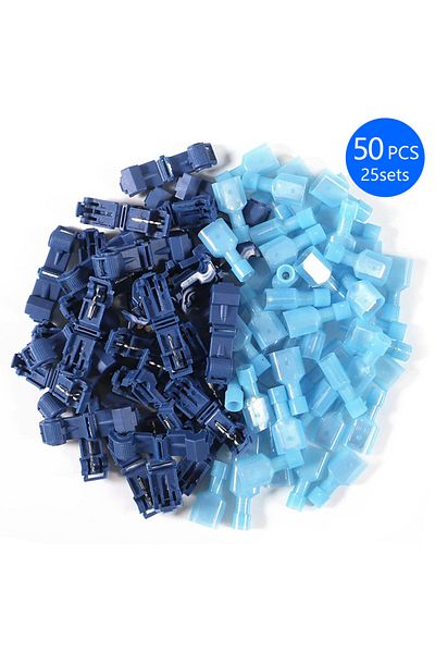 Choice Blue 50pcs(25SETS) 30/50pcs T-tap Wire Connectors Self-peeling Quick Splice Wire Terminal Insulation
