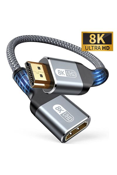 Choice كابل تمديد HDMI 2.1 8K ذكر إلى أنثى بطول 0.3 متر، سلك تمديد مضفر 8K@60Hz 4K@240Hz