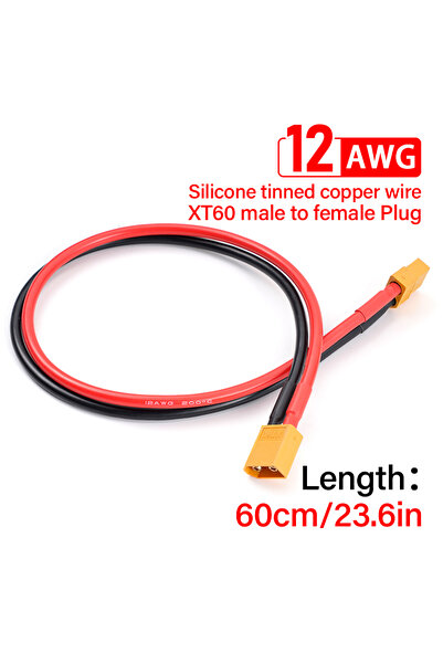 Choice 12AWG 60cm XT60 12AWG موصل بطارية متوازي ذكر/أنثى كابل تمديد مزدوج 40C...