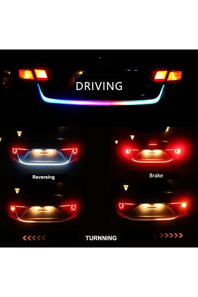 Choice شريط إضاءة LED ملون لصندوق السيارة الخلفي بطول 120 سم، شريط تحذيري ديناميكي ملون بطول 120 سم، 12 فولت