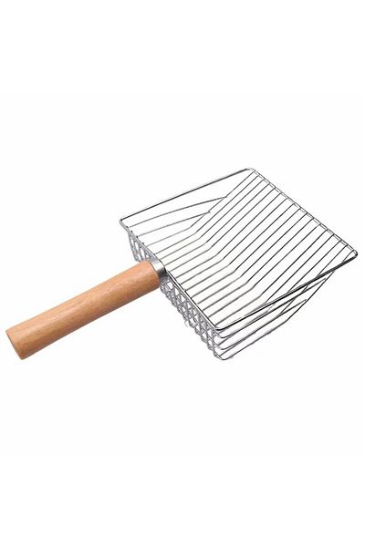 Choice Silvery Wooden Stainless Steel Cat Litter Shovel Wooden Handle Shovel Easy To Clean Good-looking Red