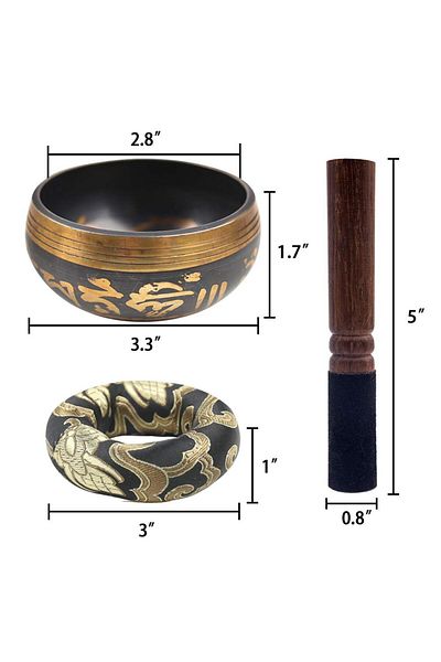 Miwayer Reddish Copper Tibetan Singing Bowl Set Lotus Unique Gift Helpful For Meditation Yoga Relaxation Cha