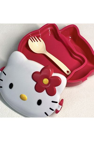 Choice Hello Kitty Sanrio Kawaii Hello Kitty Lunchbox Cartoon Student Bento Box Sealed Fruit Box Head Ornam