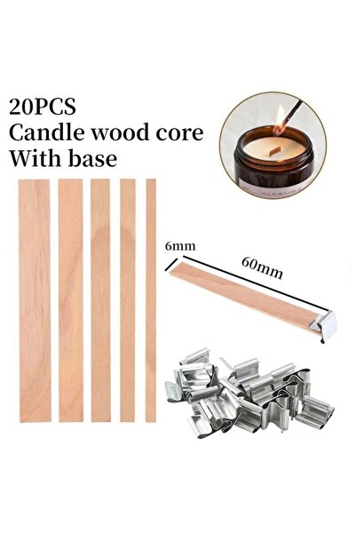 Choice مجموعة صنع الشموع الخشبية 20 قطعة مقاس 6 مم 60 مم مع قاعدة مشبك من صنع...